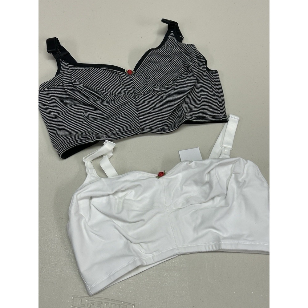 Leading Lady 4001 Uma Cotton Nursing Bra White‎ & Black - 40DD - Wireless